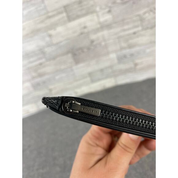 COACH CR407 Zip Card Case Colorblock Signature Wallet Charcoal/SaddleChk - Picture 2 of 10